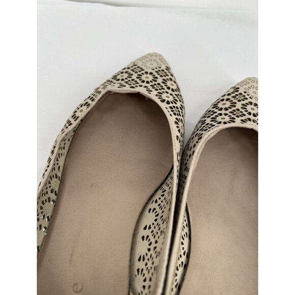 Sundance Catalog Dahlia Cutout Laser Design Floral Flats Ivory Boho Size 38 US 8 - Picture 5 of 16